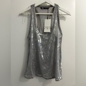 Sequin Tanktop XS Silver